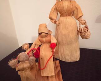 Handcrafted Appalachian Corn Husk Doll Scene