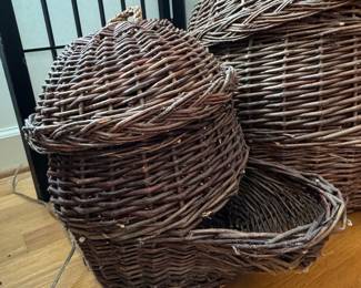 Vintage French-Style Willow Potato and Onion Storage Baskets