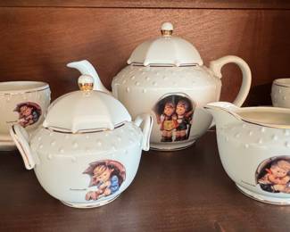 Danbury Mint M.J. Hummel 'Stormy Weather' Porcelain Tea Set