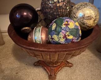 Decorative Pedestal Bowl with Assorted Decorative Spheres