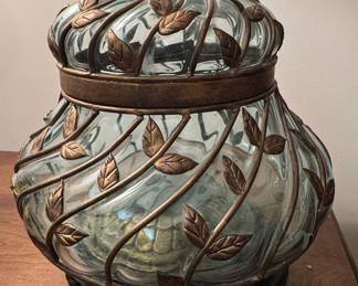 Vintage Baroque Style Caged Bubble Glass Potpourri Jar