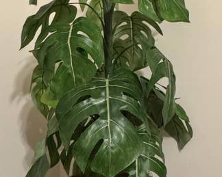 Artificial Monstera Deliciosa Plant in Woven Basket