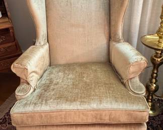 Vintage Queen Anne Style Wingback Armchair