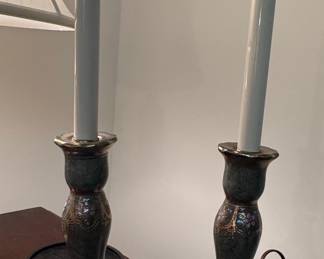 Pair of Japanese Cloisonné Enamel Electric Candlestick Lamps