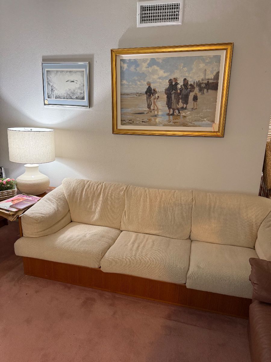 Mid Century Scandinavian Wool Sofa,  Art