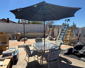 patio table set, ladders, scaffolding