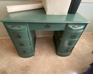Vintage desk also chair with cushion matching available