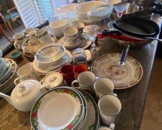 Dishes, kitchenware, miscellaneous items