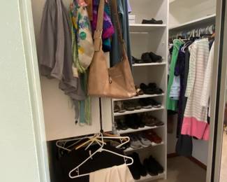 Tons of clothing, two walk-in closets, full shoes all kinds of accessories all in very good condition. Many sports outfits mostly all golf large larger size.