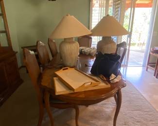Dining table lamps, serving trays