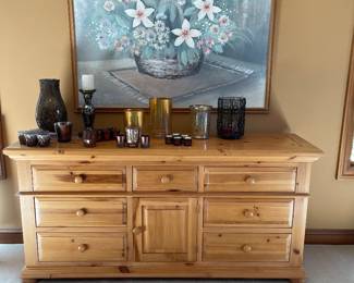 Broyhill Dresser, artwork, candles, home decore