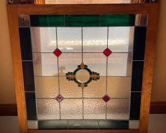 Stain glass framed hanging window