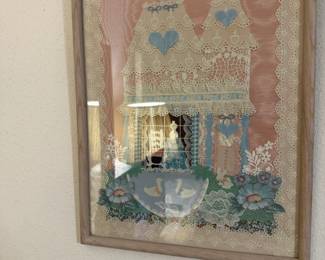 Vintage Fabric and Lace Collage Wall Art