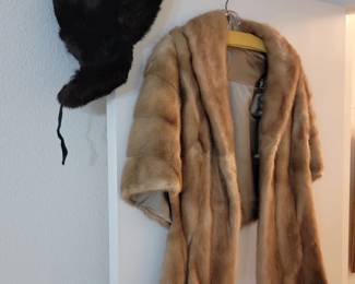 Vintage Mink Fur Coat and Matching Hat Set