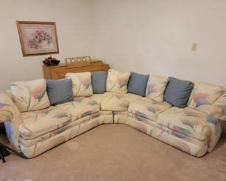 Floral Upholstered Sectional Sofa