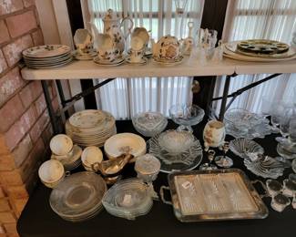 Assorted Vintage Porcelain, Crystal, and Silverplate Tableware Collection