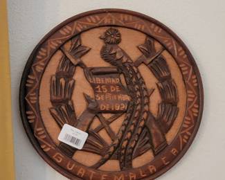 Guatemalan Coat of Arms HandCarved Wood Plaque