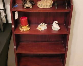 Traditional Mahogany Finish Waterfall Bookcase with Drawer