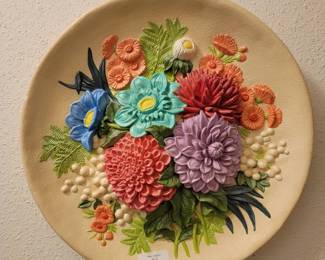 Vintage Bossons Chalkware Floral Wall Plaque