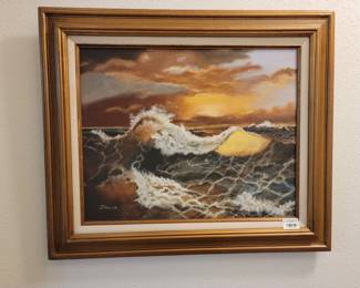 J. Taylor Seascape Oil Painting