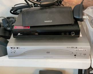 Apex ADW DVD Player, Zenith DTV Tuner, and RadioShack Antenna
