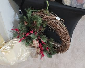 Artificial Christmas Wreath with Berries and Pinecones