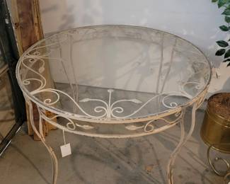 Vintage Woodard Chantilly Rose Wrought Iron Bistro Table