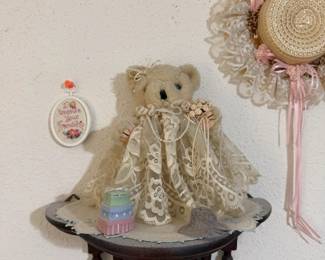 Vintage VictorianStyle Dressed Teddy Bear Shelf Sitter