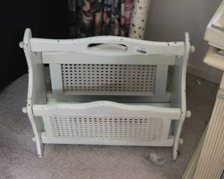 Vintage Painted Cane Magazine Rack