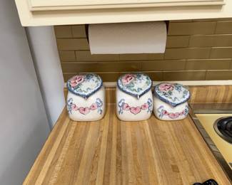 Vintage Ceramic HeartLid Canister Set