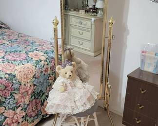 Vintage Brass Cheval Mirror