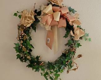 Decorative Artificial Floral and Ivy Wreath