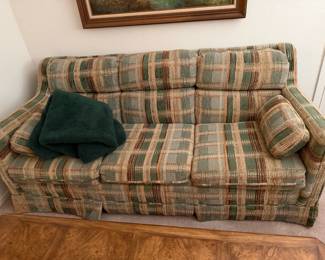 Vintage Plaid Upholstered Sofa