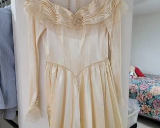 Vintage s OfftheShoulder Satin Wedding Gown