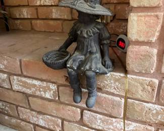 Vintage Concrete Girl Shelf Sitter Statue