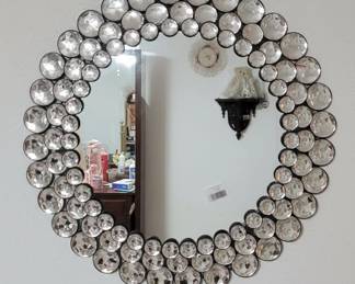 Decorative Round Jeweled Wall Mirror