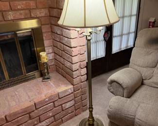 Traditional Brass Floor Lamp with ThreeLight Cluster
