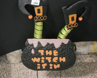 The Witch Is In Cauldron Yard Stake