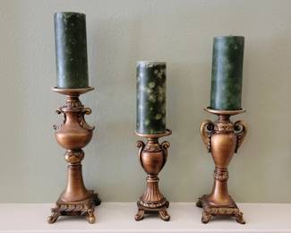 Set of Three Neoclassical Style Resin Candle Holders