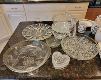 Assorted Vintage Pressed Glass and Ceramic Tableware Collection