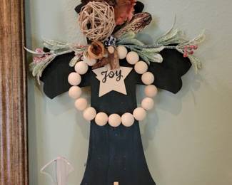 Decorative Wall Cross with Joy Ornament
