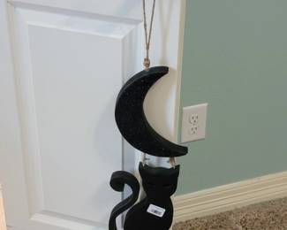 Hanging Moon and Black Cat Wall Decor
