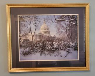United States Capitol Building in Winter Framed Photograph