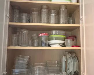 Assorted Kitchen Storage and Mason Jars Collection