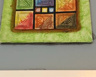 Original Painting by Pequito  Abstract with PreColumbian Motifs