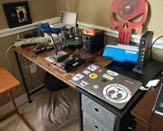 Gaming Desk with LED Lights and Monitor Stand