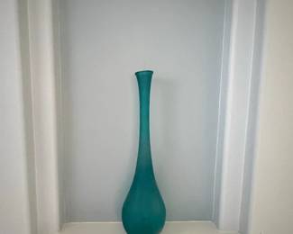 MidCentury Modern Teal Cased Glass Bud Vase, attributed to Gunnar Ander for Lindshammar
