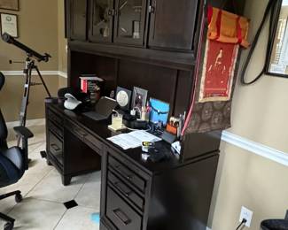 Dark Wood Executive Desk with Hutch