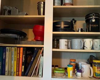Collection of Assorted Kitchenware and Cookbooks