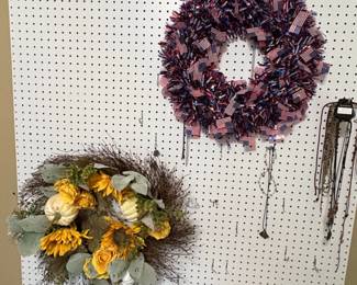Patriotic Tinsel Wreath and Autumnal Harvest Wreath